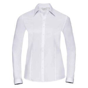 Russell Collection Womens/Ladies Herringbone Long-Sleeved Formal Shirt / White